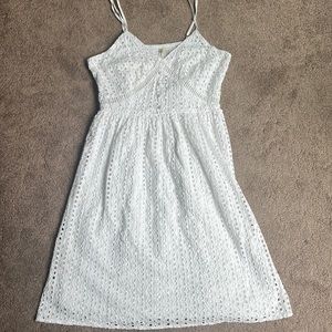 White Eyelet Knee Length Sun Dress
